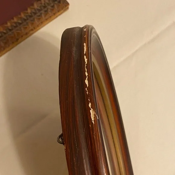 Tramp art photo frame and oval vintage frame - Picture 10 of 11